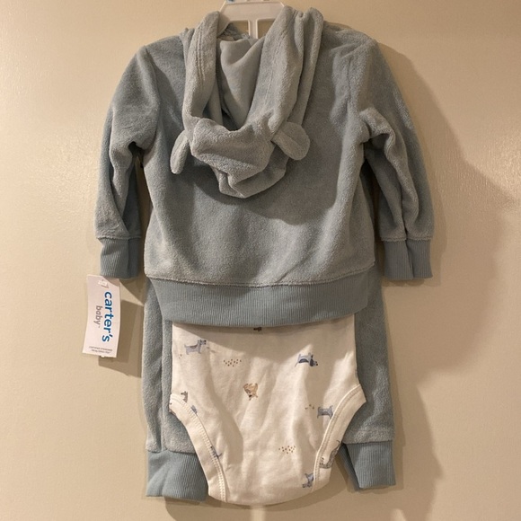Carter’s Baby Boy 6 months Dog Terry 3 piece Set Blue NWT - Picture 4 of 4
